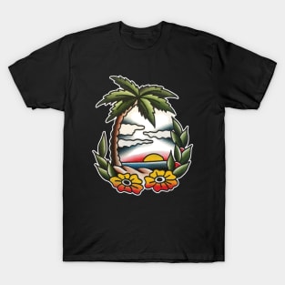 Paradise Beach Tattoo Design T-Shirt